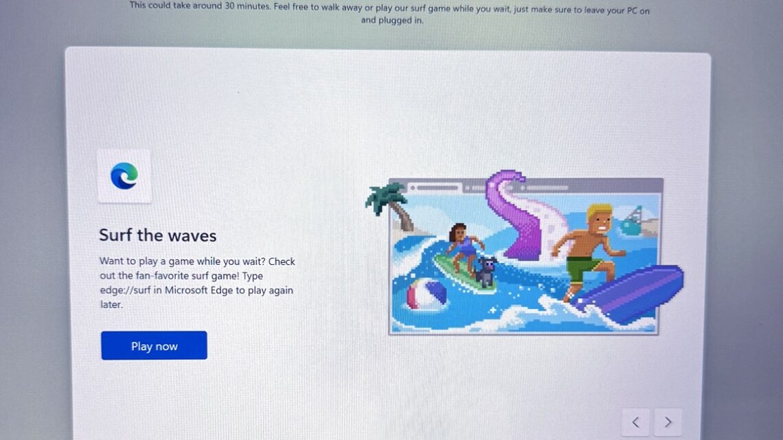 Microsoft стала предлагать пользователям поиграть в Surf (аналог SkiFree) в процессе установки Windows 11